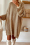 Oversized Drop Shoulder Crewneck Ribbed Trim Slouchy Knit Sweater Dress